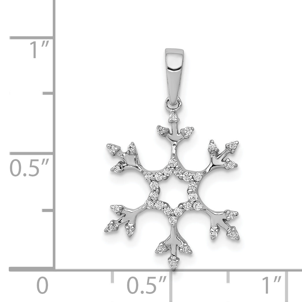 14k White Gold 1/6 carat Diamond Snowflake Pendant