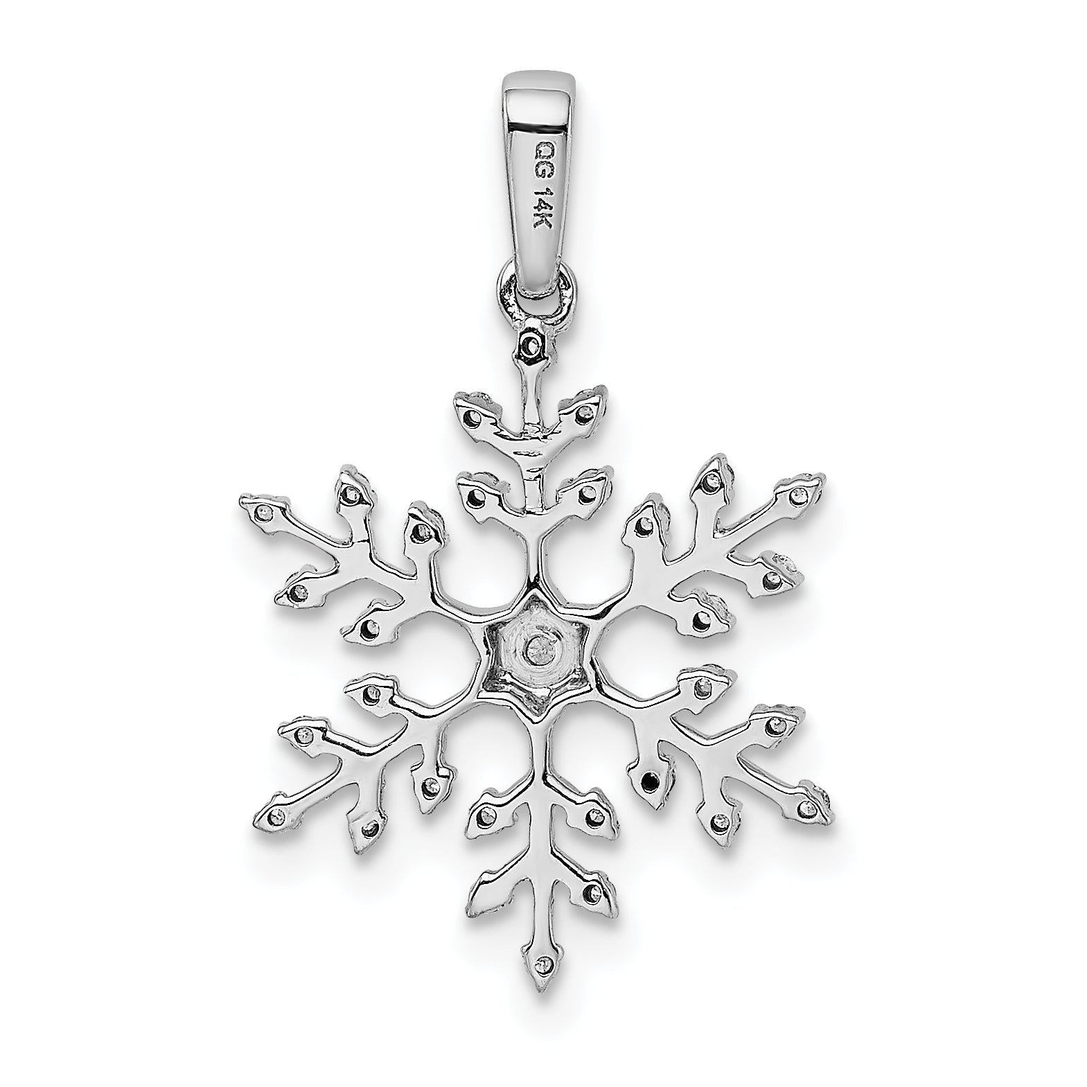 14k White Gold 1/6 carat Diamond Snowflake Pendant