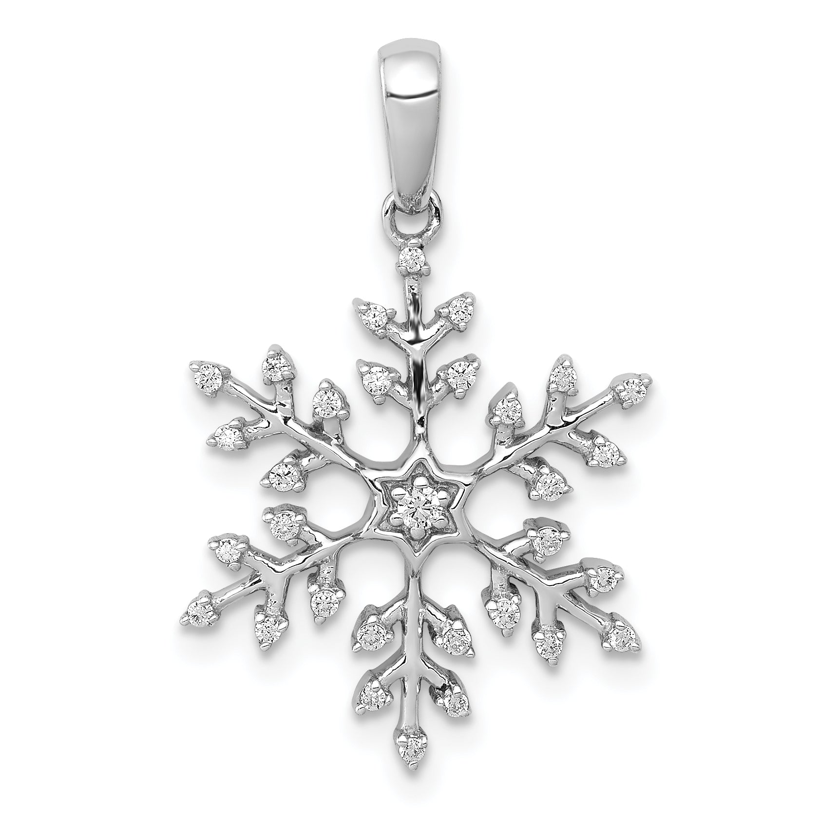 14k White Gold 1/6 carat Diamond Snowflake Pendant Main image