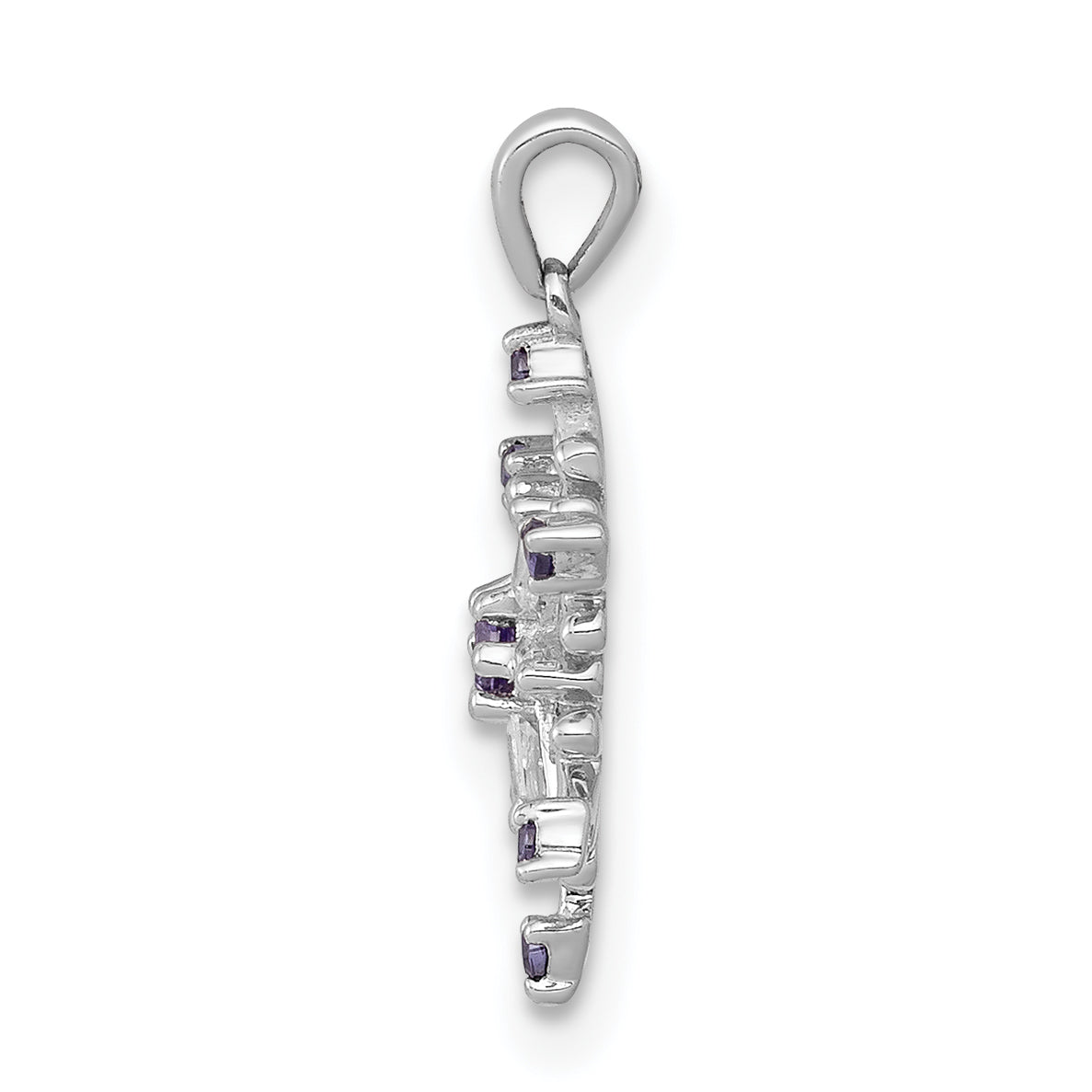 14k White Gold 1/10 carat Blue and White Diamond Snowflake Pendant Secondary image
