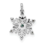 14k White Gold 1/10 carat Blue and White Diamond Snowflake Pendant