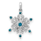 14k White Gold 1/10 carat Blue and White Diamond Snowflake Pendant