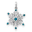 14k White Gold 1/10 carat Blue and White Diamond Snowflake Pendant