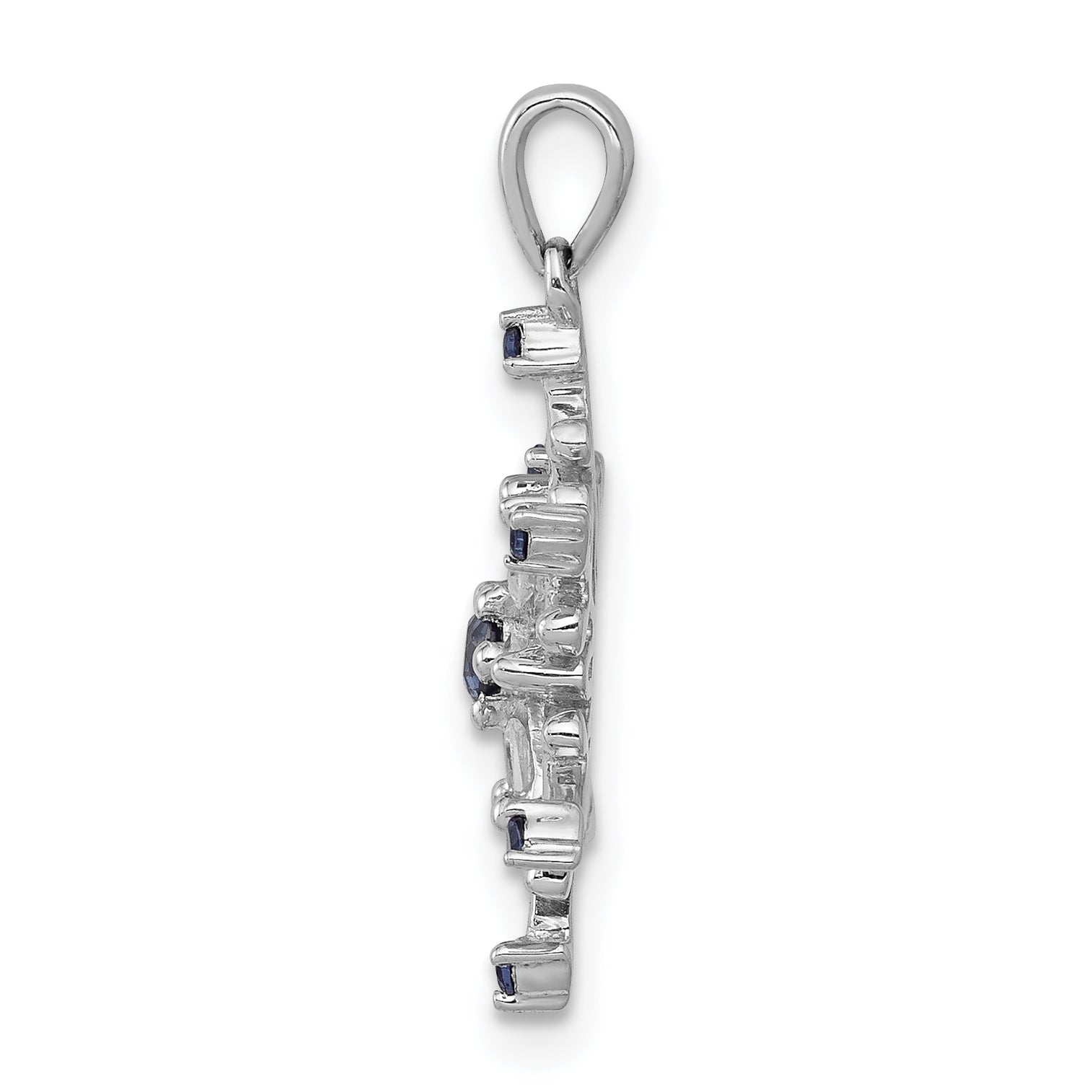 14k White Gold 1/6 carat Blue and White Diamond Snowflake Pendant Secondary image