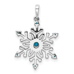 14k White Gold 1/6 carat Blue and White Diamond Snowflake Pendant