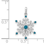 14k White Gold 1/6 carat Blue and White Diamond Snowflake Pendant