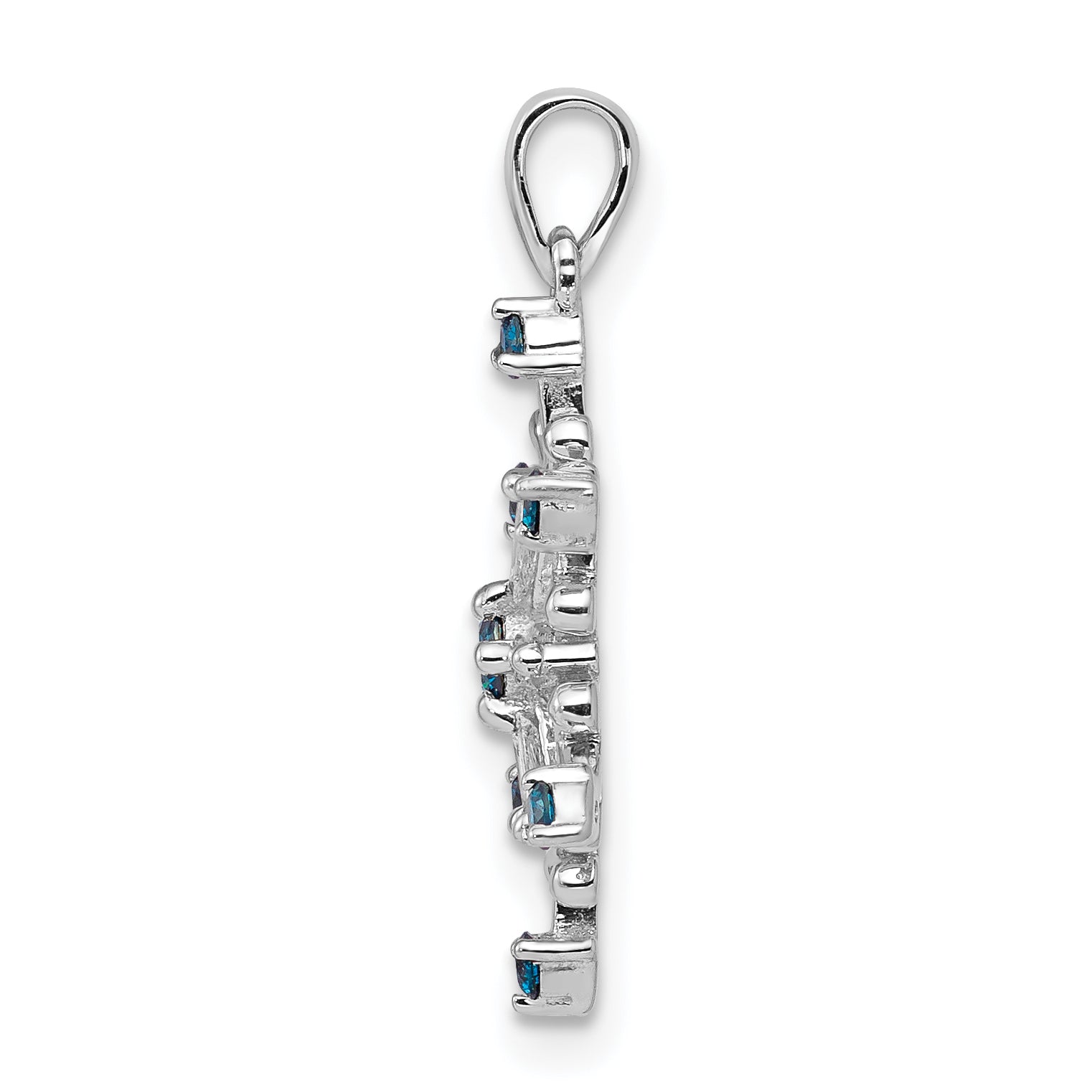 14k White Gold 1/4 carat Blue and White Diamond Snowflake Pendant Secondary image