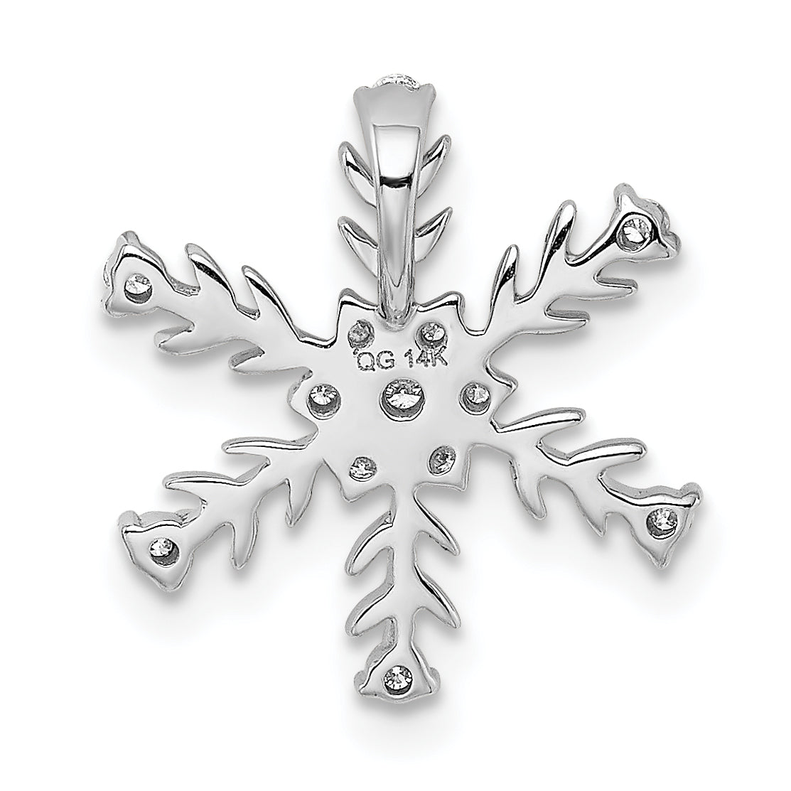 14k White Gold 1/6 carat Diamond Snowflake Chain Slide