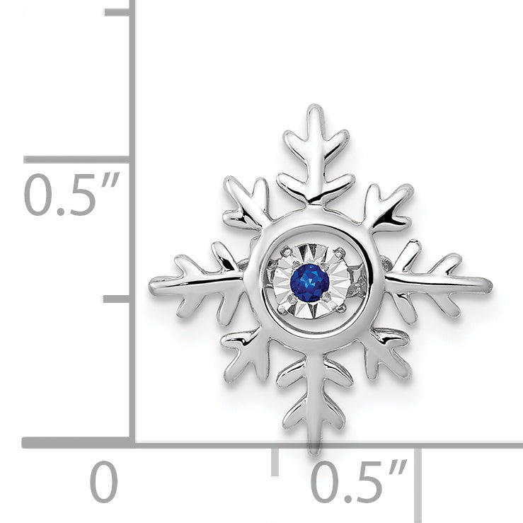 14k White Gold Vibrant Moving Sapphire Snowflake Chain Slide Secondary image