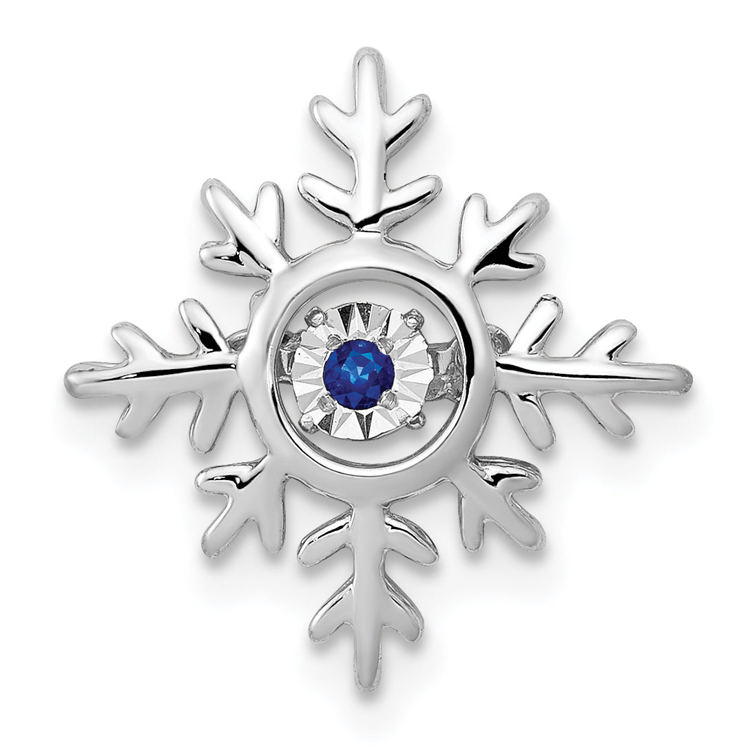 14k White Gold Vibrant Moving Sapphire Snowflake Chain Slide Main image
