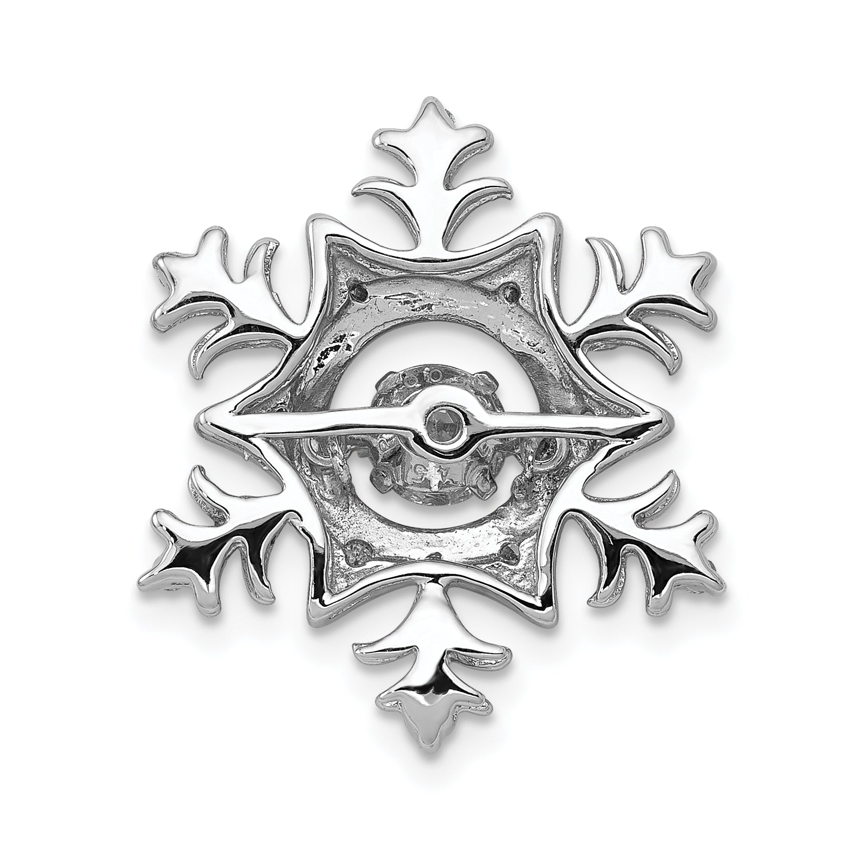 14k White Gold 3/8 carat Lab Grown Diamond VS/SI+ G+ Complete Vibrant Snowflake Chain Slide Pendant