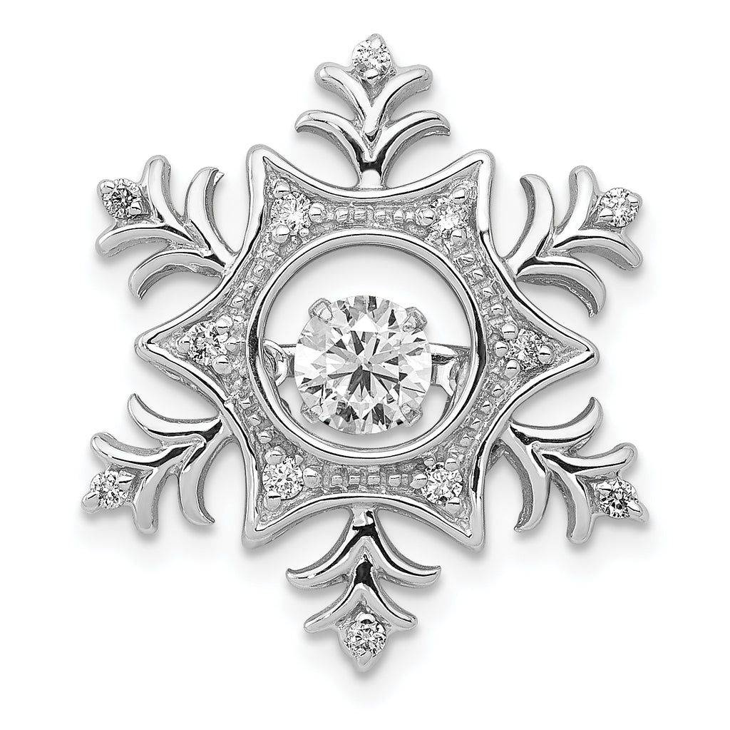 14k White Gold 3/8 carat Lab Grown Diamond VS/SI+ G+ Complete Vibrant Snowflake Chain Slide Pendant