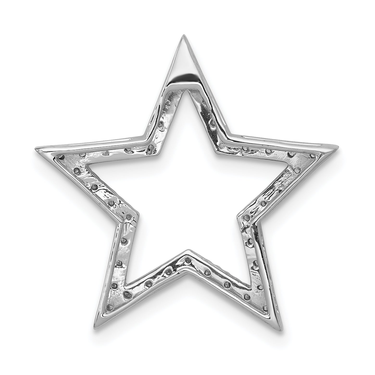 14k White Gold Large 1/6 carat Diamond Star Chain Slide
