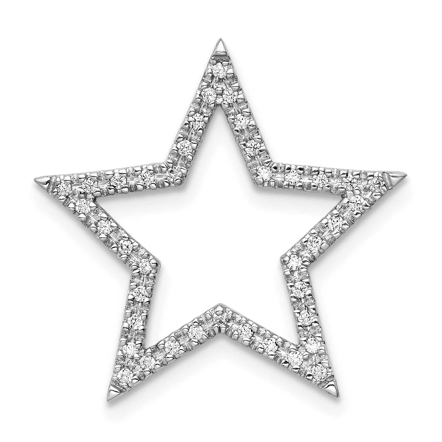 14k White Gold 1/6 carat Lab Grown Diamond VS/SI+ G+ Complete Star Chain Slide Pendant