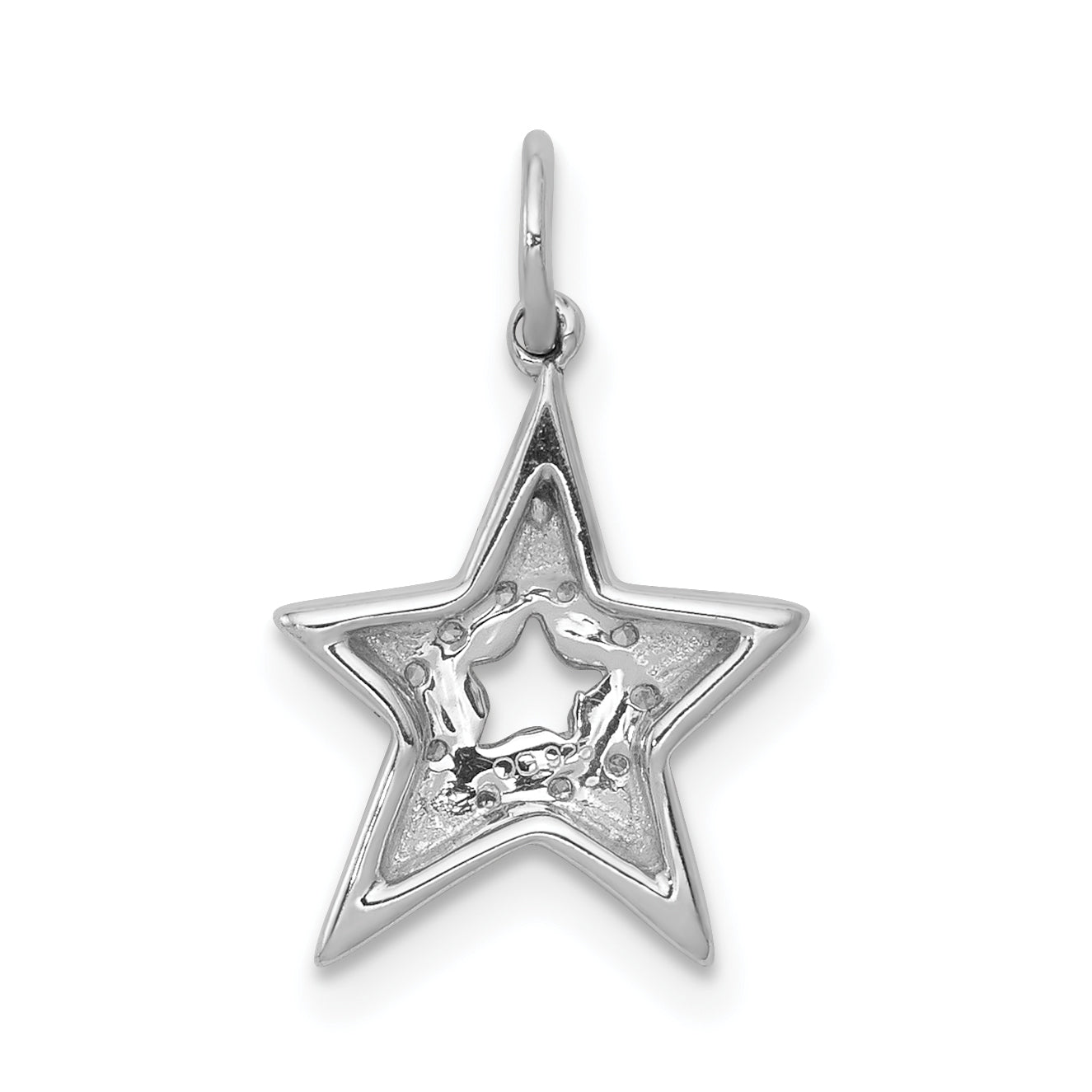 14k White Gold 1/20 carat Diamond Star Charm