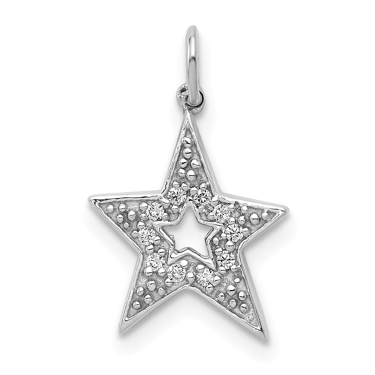 14k White Gold 1/20 carat Diamond Star Charm