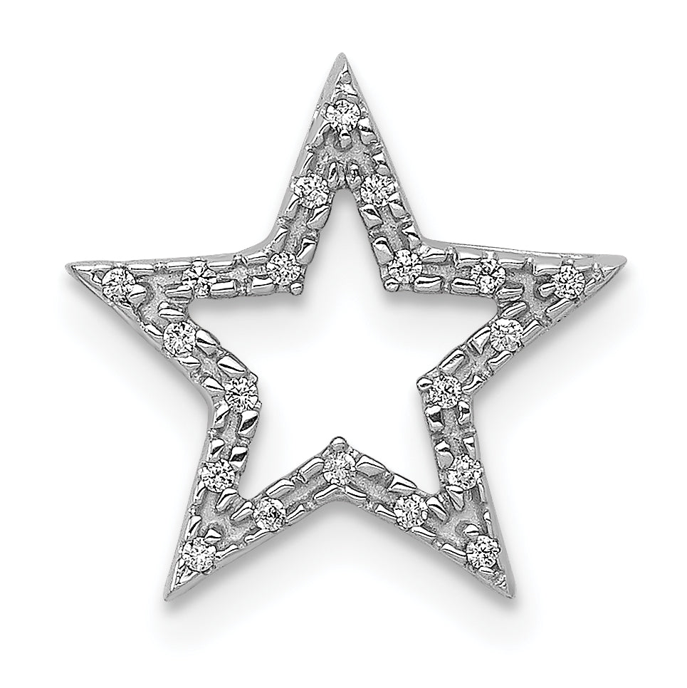 14k White Gold Small Diamond Star Chain Slide Pendant Main image