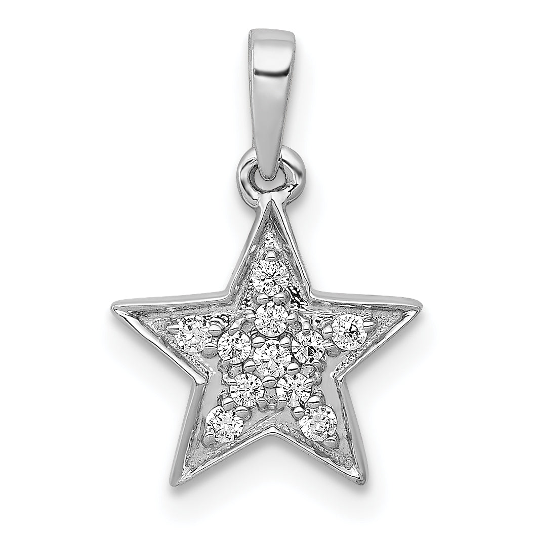 14k White Gold 1/10 carat Lab Grown Diamond VS/SI+ G+ Complete Cluster Star Pendant Main image