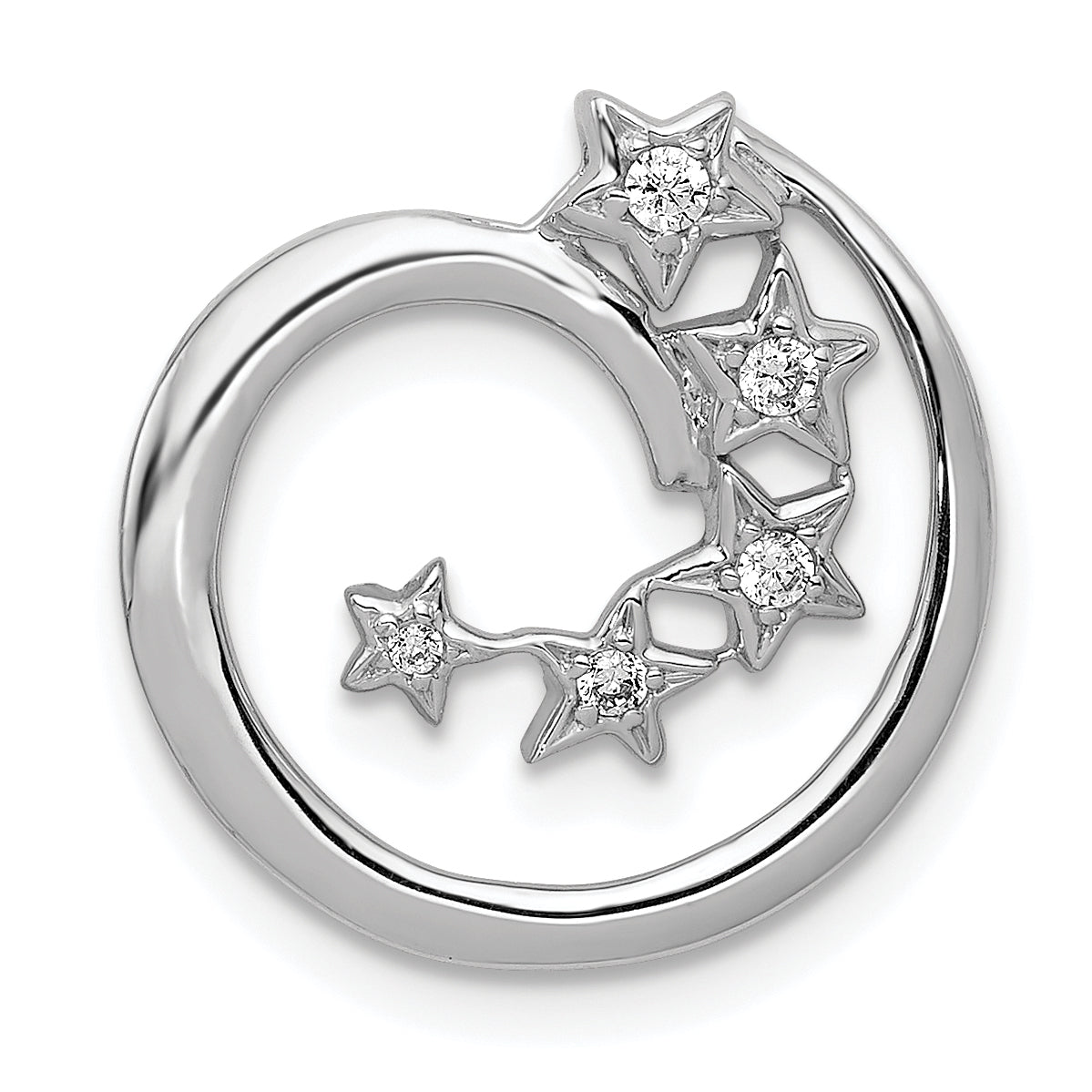14k White Gold 1/15 carat Diamond Stars Chain Slide Main image