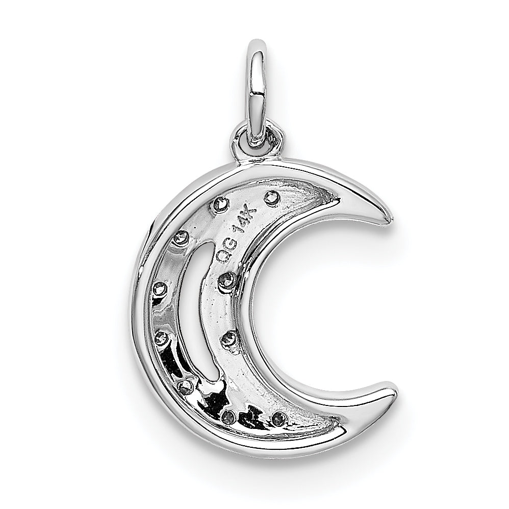 14k White Gold Diamond Moon Charm