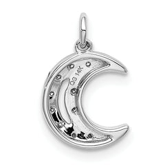 14k White Gold Diamond Moon Charm