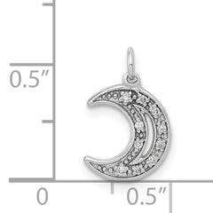 14k White Gold Diamond Moon Charm