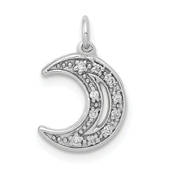 14k White Gold Diamond Moon Charm