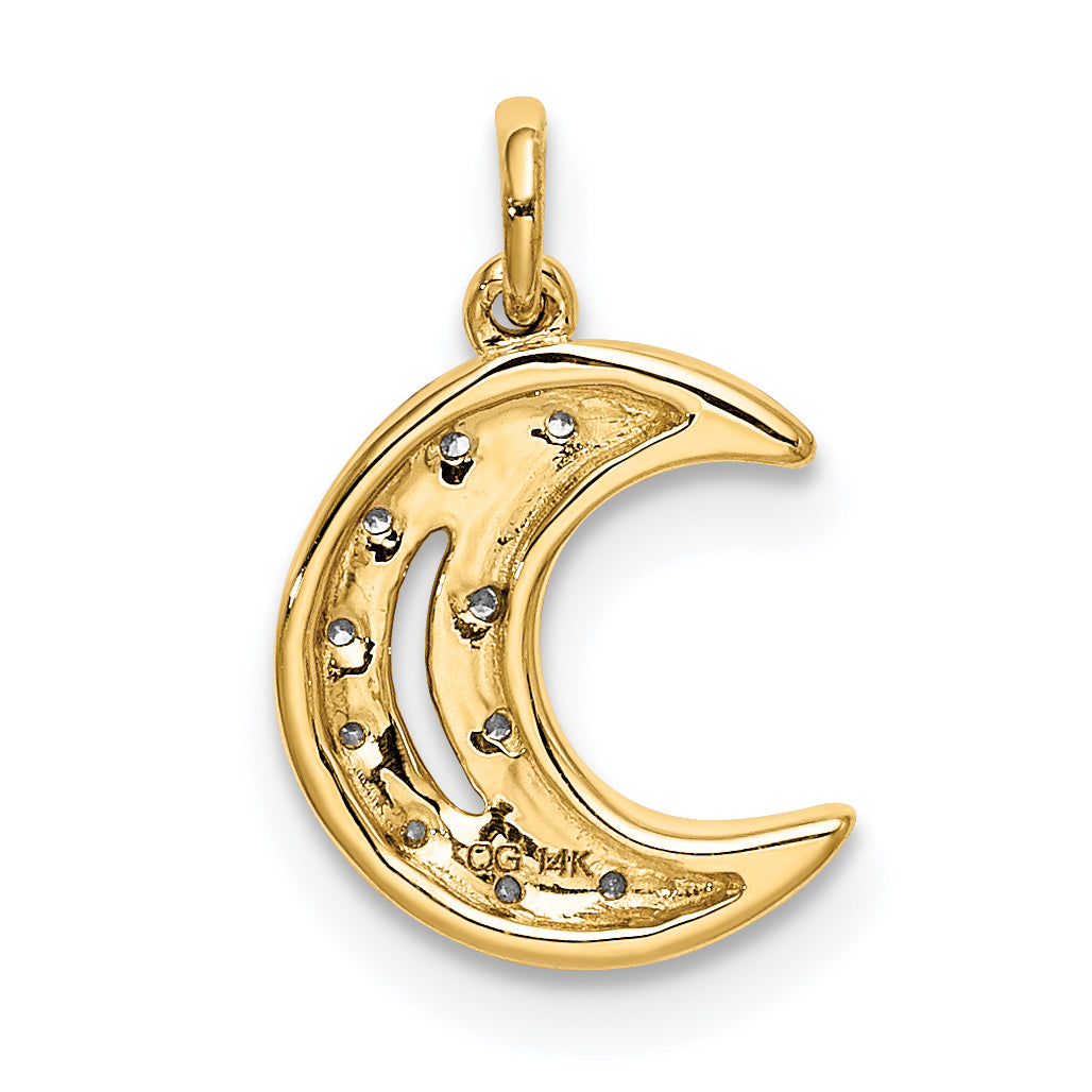 14k Diamond Moon Charm