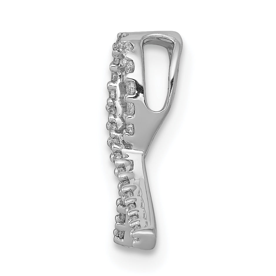 14k White Gold 1/10 carat Diamond Awareness Ribbon Chain Slide