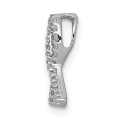 14k White Gold 1/10 carat Diamond Awareness Ribbon Chain Slide