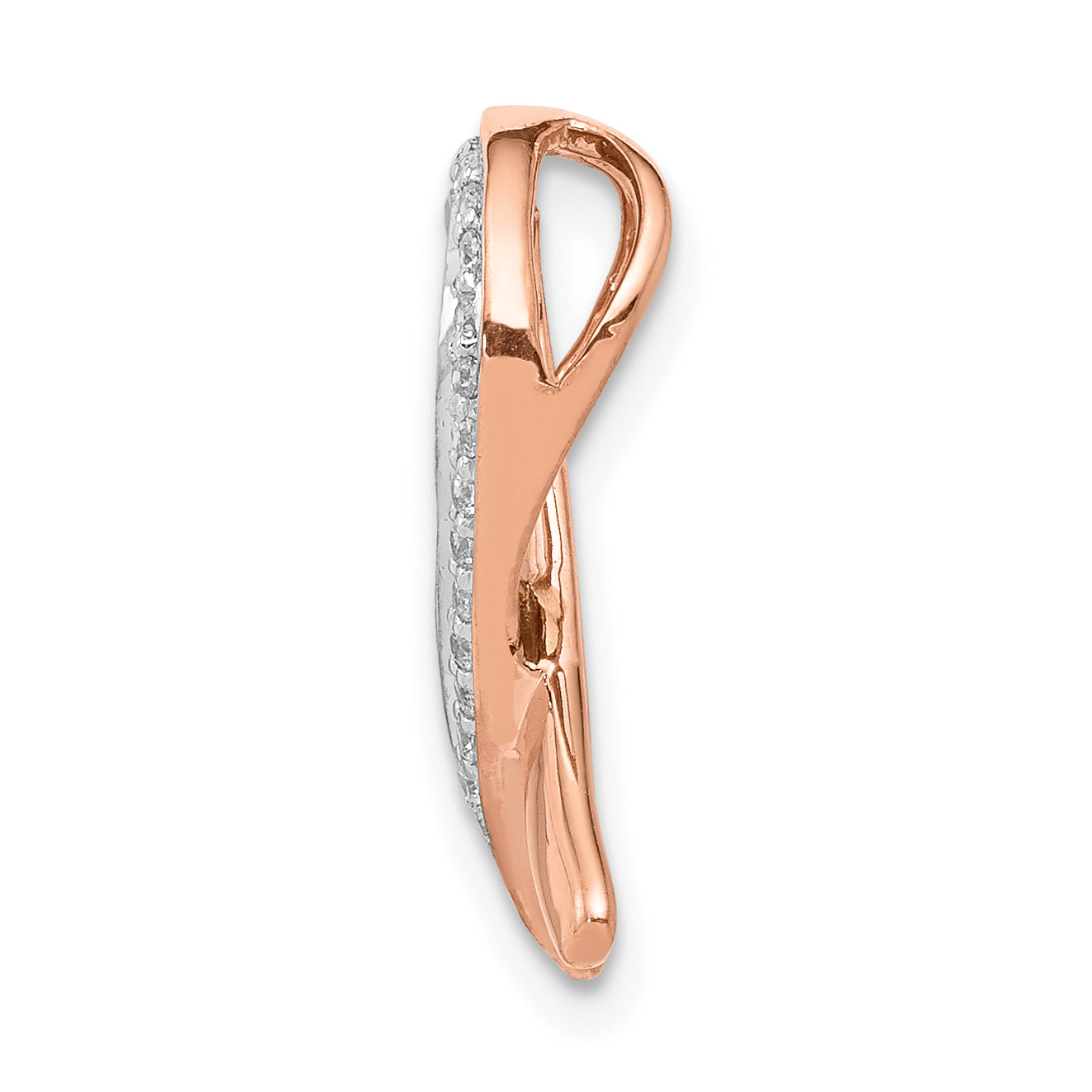 14k Rose Gold Diamond Awareness Ribbon Chain Slide Secondary image