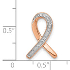 14k Rose Gold Diamond Awareness Ribbon Chain Slide