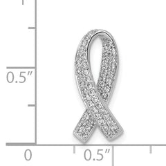 14k White Gold 1/3 carat Diamond Awareness Ribbon Chain Slide