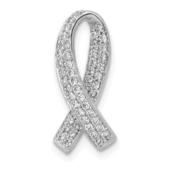 14k White Gold 1/3 carat Diamond Awareness Ribbon Chain Slide