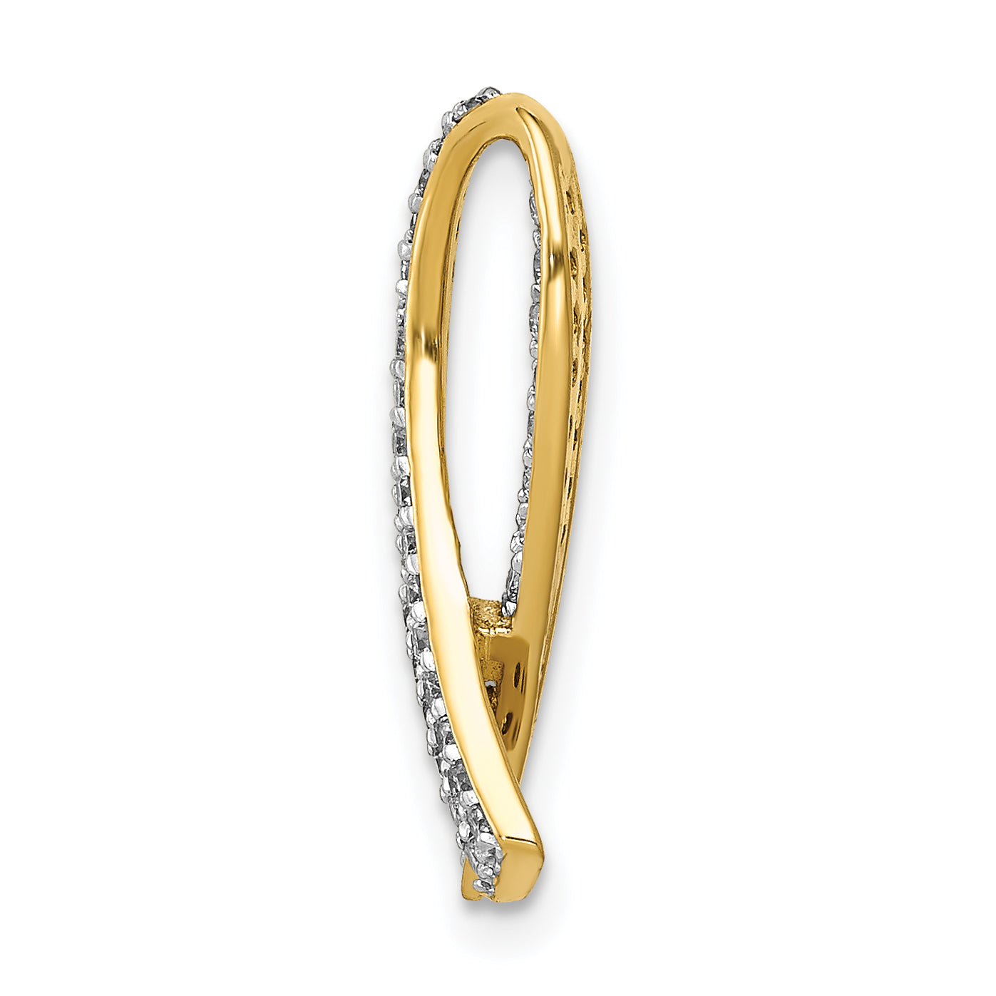 14k 1/3 carat Diamond Awareness Ribbon Chain Slide