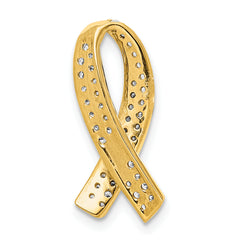 14k 1/3 carat Diamond Awareness Ribbon Chain Slide