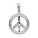 14k White Gold 1/10 carat Diamond Peace Sign Pendant