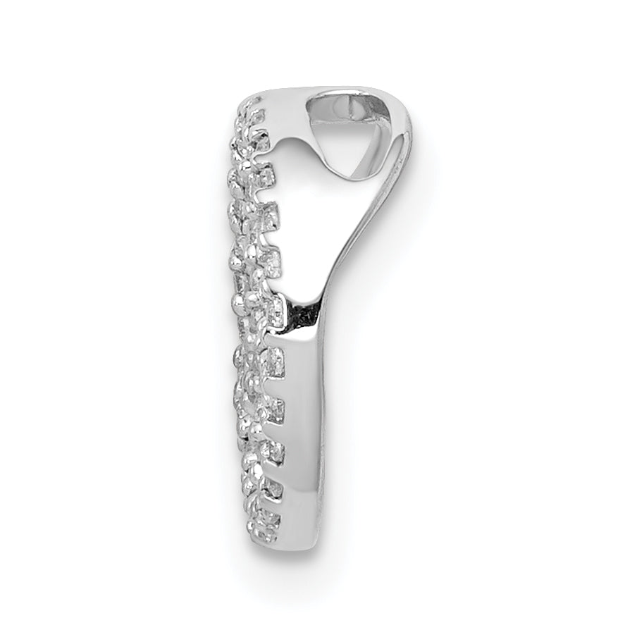 14k White Gold 1/6 carat Diamond Peace Sign Chain Slide