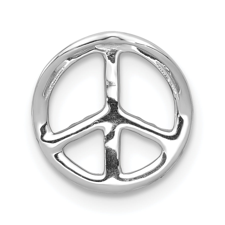 14k White Gold 1/6 carat Diamond Peace Sign Chain Slide