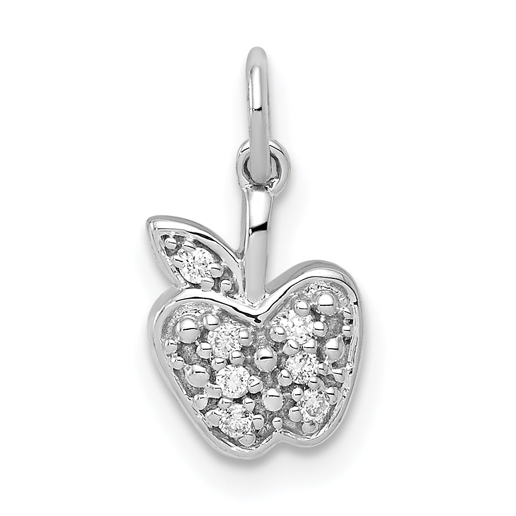 14k White Gold Diamond Apple Charm Main image