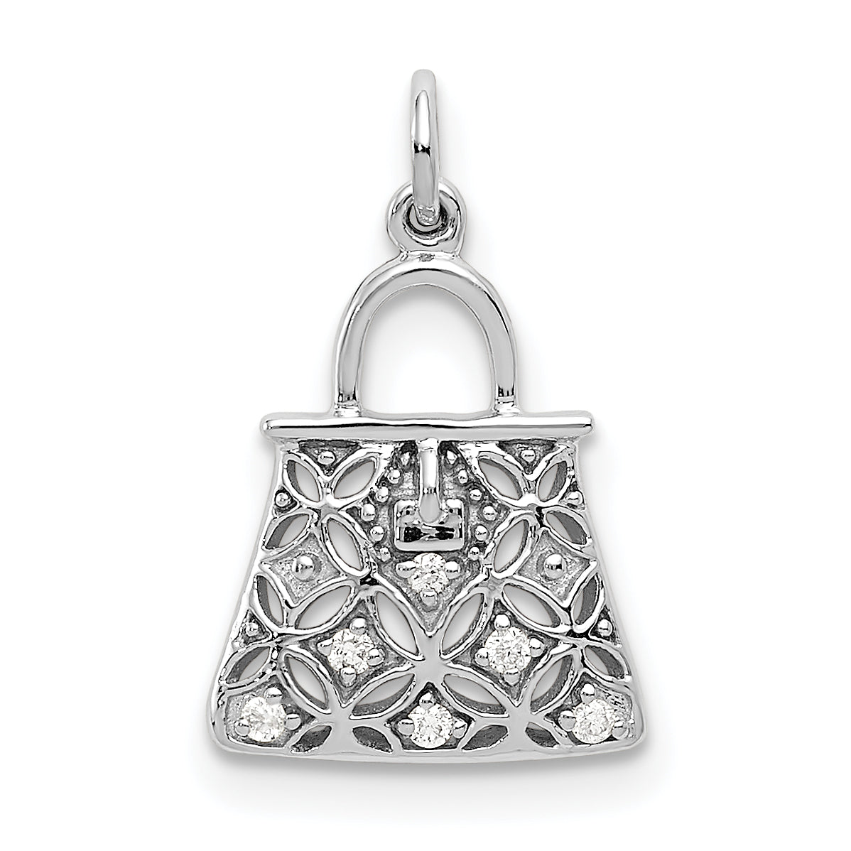 14k White Gold Diamond Handbag Charm Main image