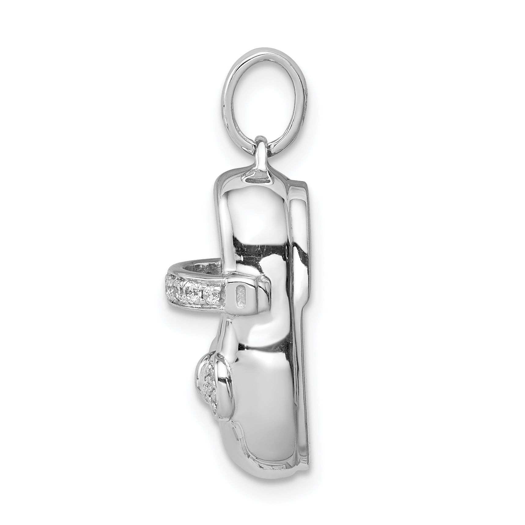 14k White Gold Diamond Baby Girl Shoe Pendant Secondary image