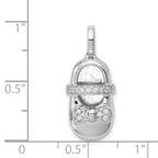 14k White Gold Diamond Baby Girl Shoe Pendant