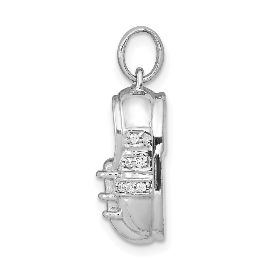 14k White Gold Diamond Baby Boy Shoe Pendant