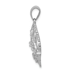 14k White Gold 1/5 carat Diamond Crown Pendant