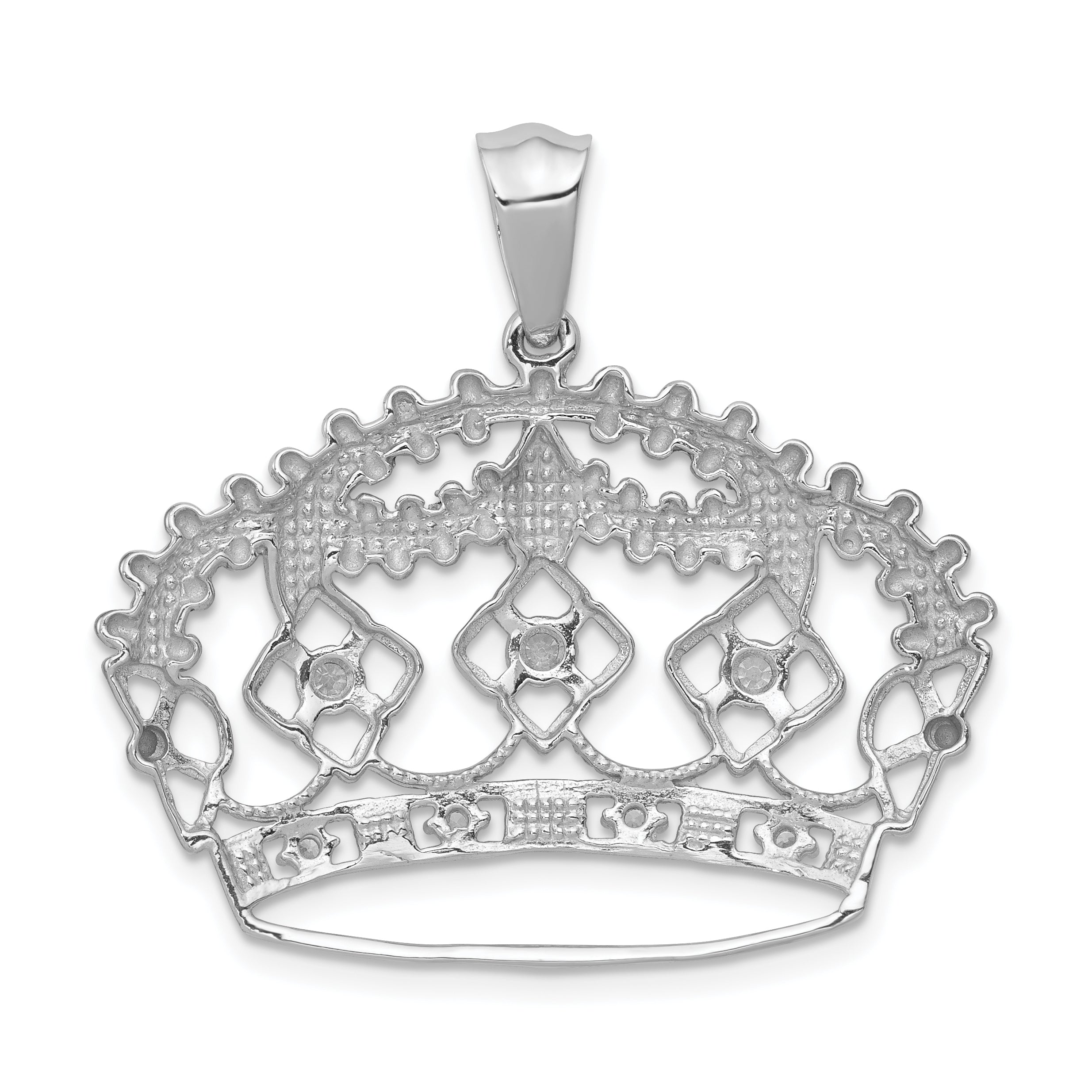 14k White Gold 1/5 carat Diamond Crown Pendant