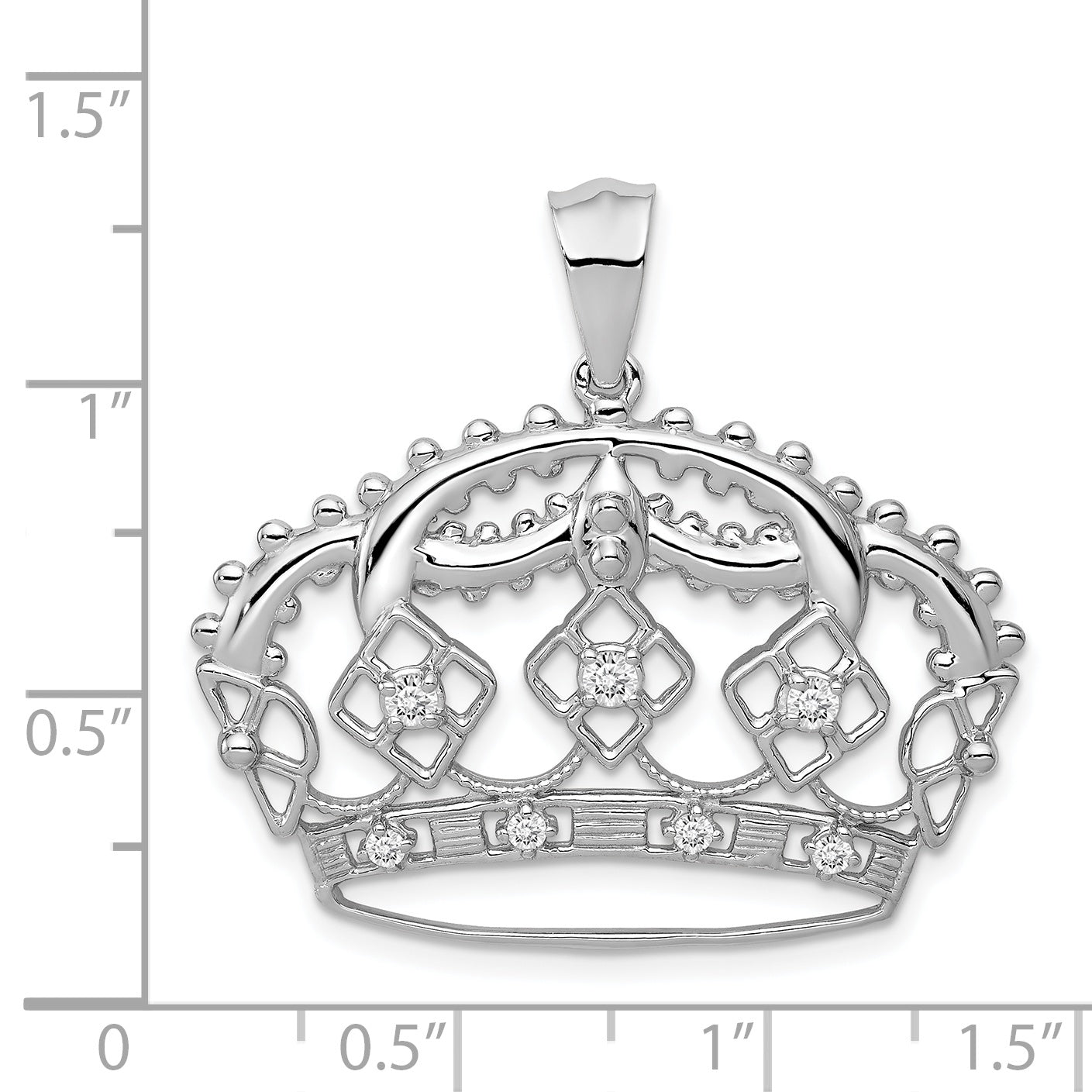 14k White Gold 1/5 carat Diamond Crown Pendant