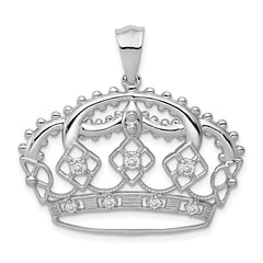 14k White Gold 1/5 carat Diamond Crown Pendant