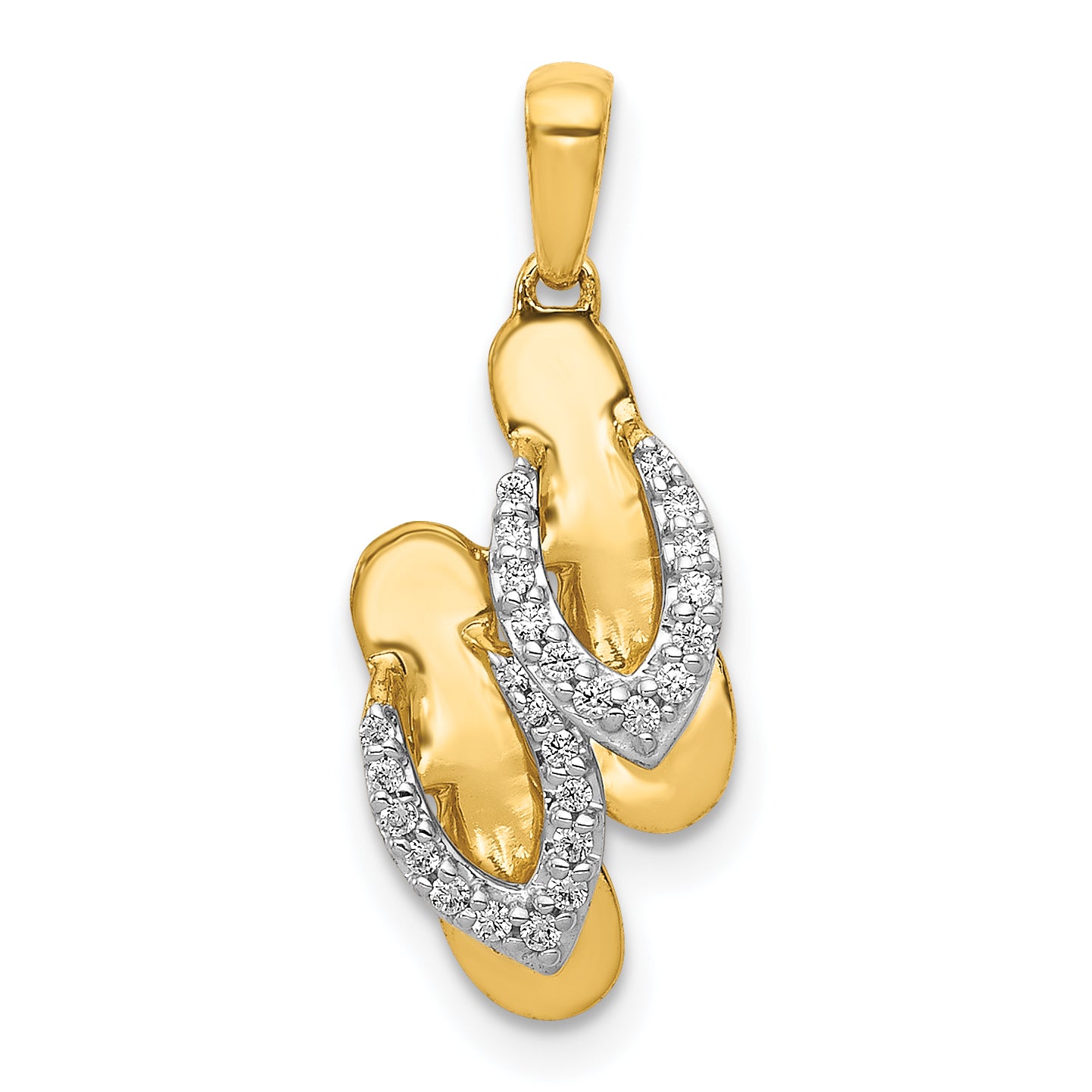 14k and White Rhodium Diamond Flip Flops Charm Main image