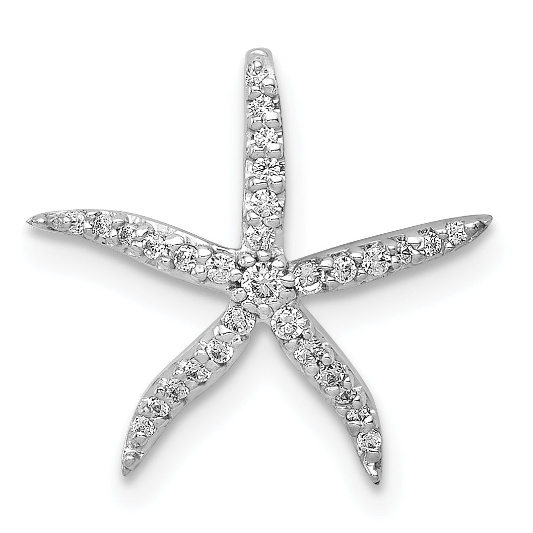 14k White Gold 1/8 carat Diamond Starfish Chain Slide Main image